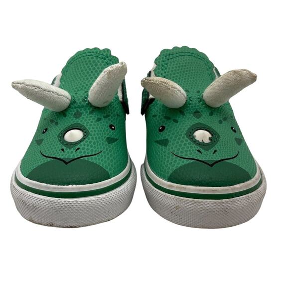 Vans Toddler Slip On Green Triceratops Dinosaur Slip On Sneakers Size 5.5 - Picture 1 of 10